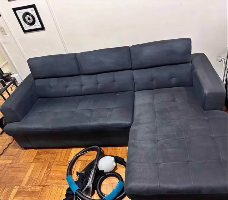 After cleaning: dark gray sectional